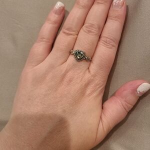 Sterling silver abalone shell heart ring